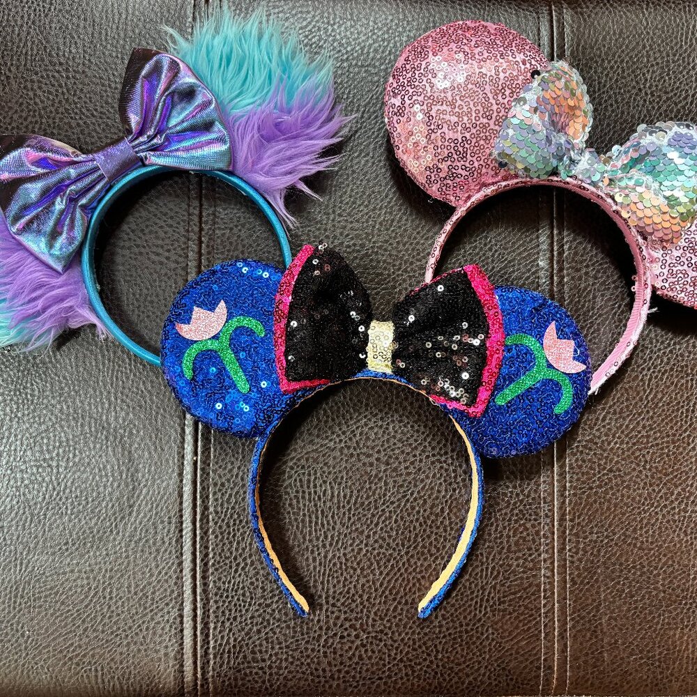 Lot of 3 Disney Mickey Ears - Pink Sequin, Frozen, & Sulley Monsters Inc - NWOT!